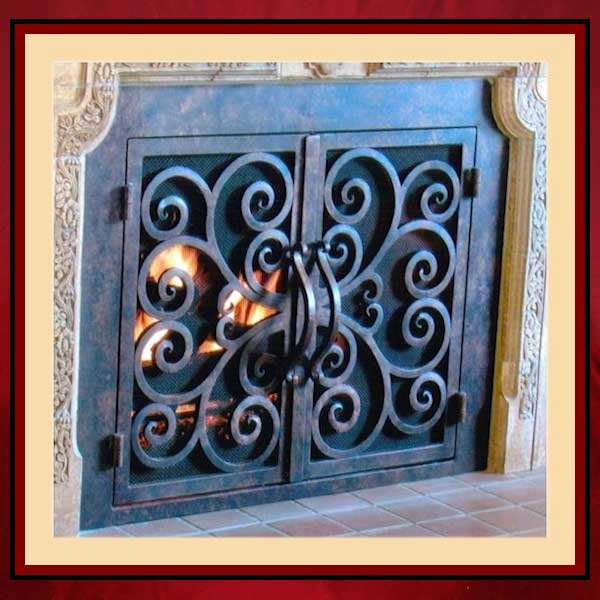 Wrought Iron Fireplace Screen Door - Northshore Fireplace